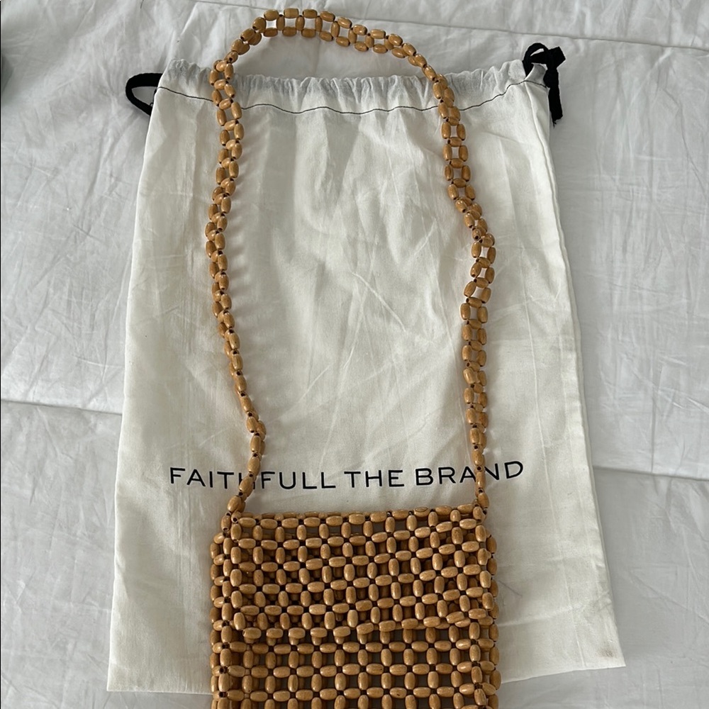 Faithfull the Brand Brown Beaded Crossbody Bag
